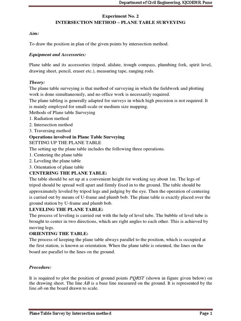 Survey Lab Manual 1 PDF Surveying Angle