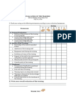 Sample Evaluation of Training