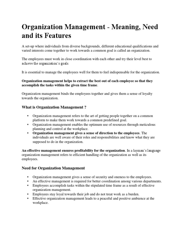 Organization Management | PDF | Organization Development | Leadership