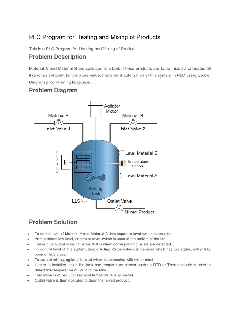 PLC Heating and Mixing Control System | PDF | Programmable Logic ...