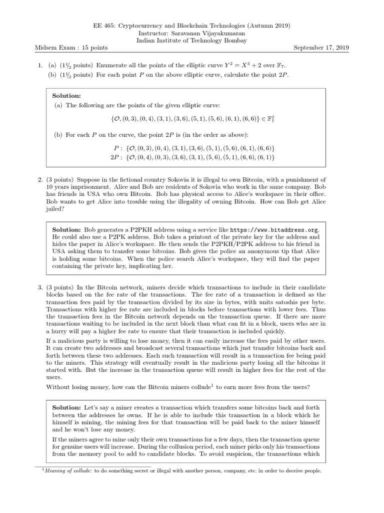 Cryptocurrancy and Blockchain Questions | PDF | Bitcoin | Cryptography