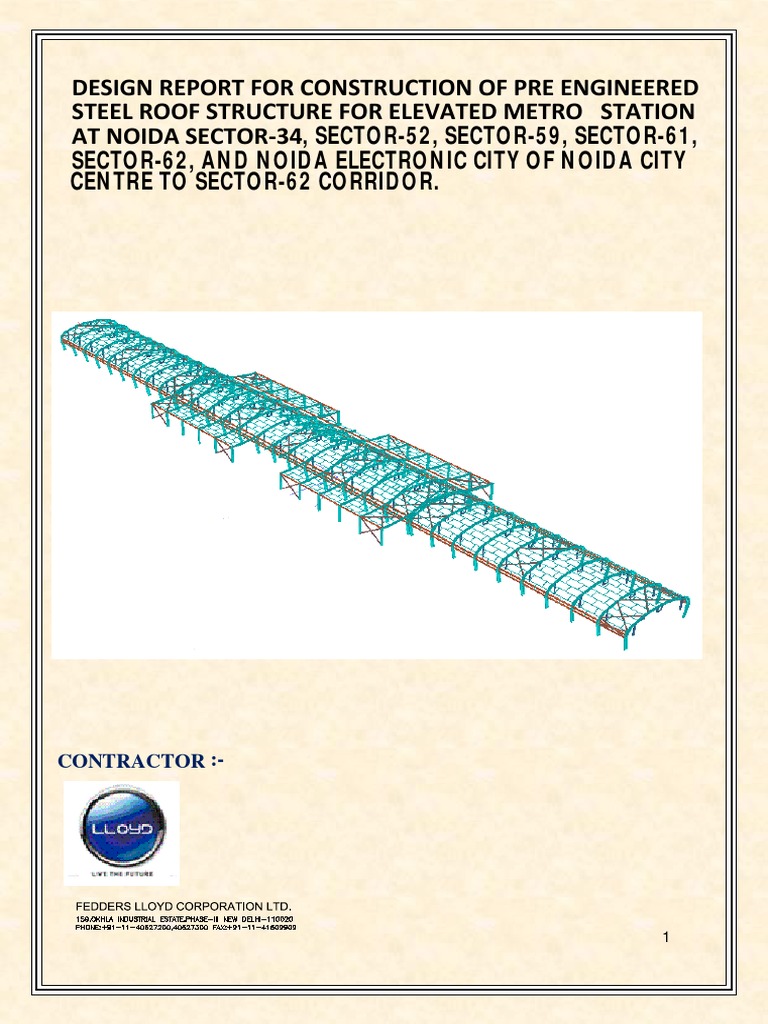 Pre-Engineered Steel Roof Design for Noida Metro | PDF | Structural ...