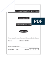 INTERNAL ASSESSMENT RECORD FOR ENGLISH SUBJECT