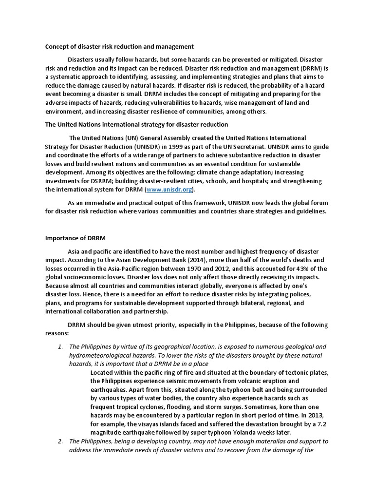 Concept of Disaster Risk Reduction and Management | PDF | Hazards ...