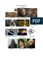 Audio visual practice sheet with characters from Star Wars, Lord of the Rings, Harry Potter