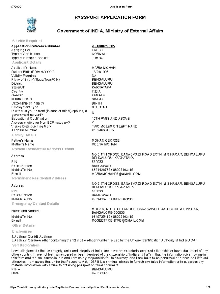 Application Form PDF | PDF | Passport | Identity Document