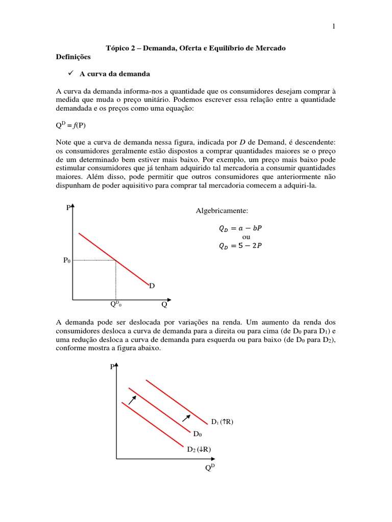 Demanda, Oferta e Equilíbrio de Mercado | PDF | Demanda | Equilíbrio ...