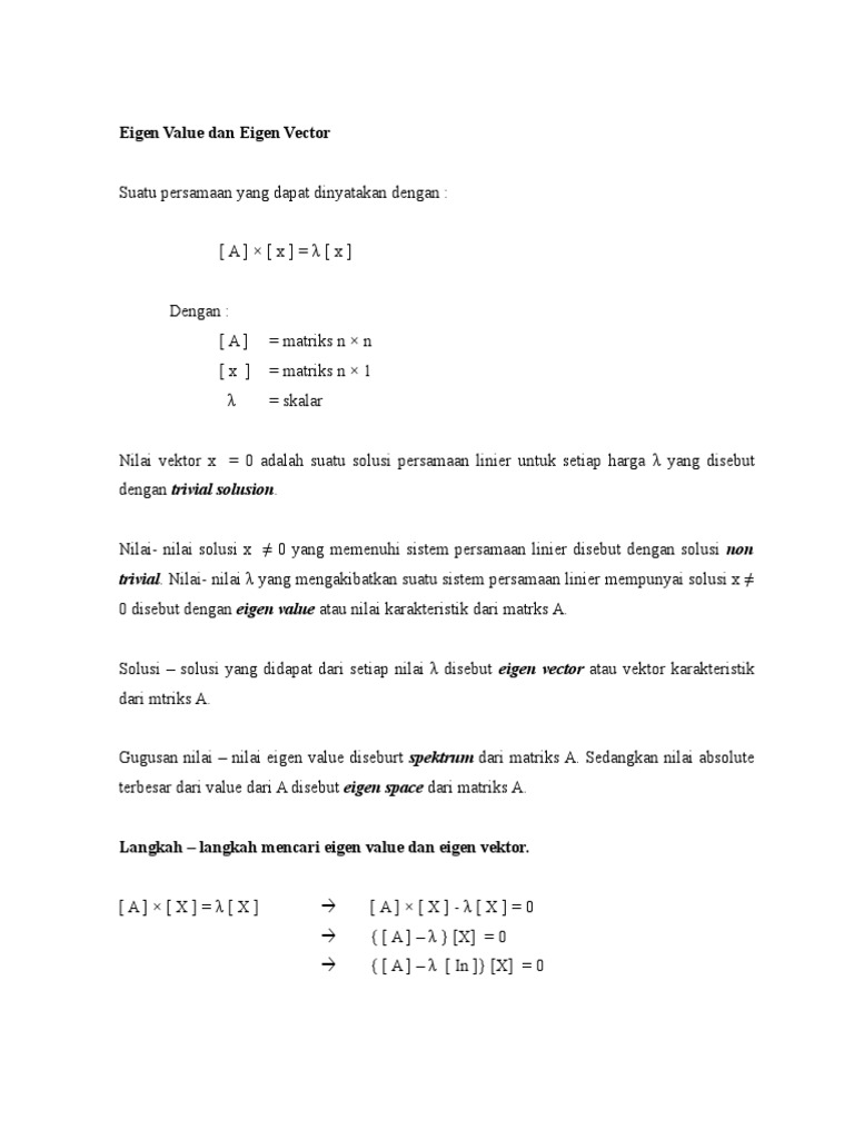 Eigen Value dan Eigen Vector dalam Matrik | PDF