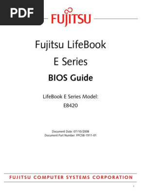 Fujitsu LifeBook E8420 BIOS Guide
