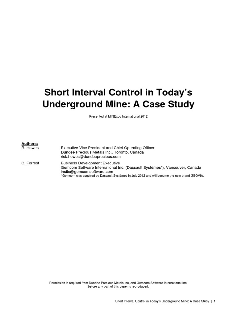 Short Interval Control in Mining Operations | PDF | Business Process ...