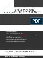 Table Reservations Procedure For Restaurants