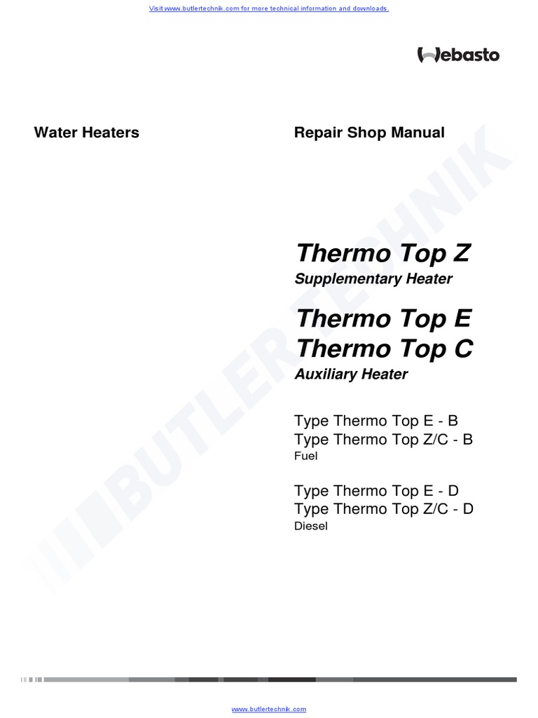 Celsius Seaboard gør ikke Webasto Heater Thermo Top C Workshop Manual PDF | PDF | Combustion | Diesel  Engine