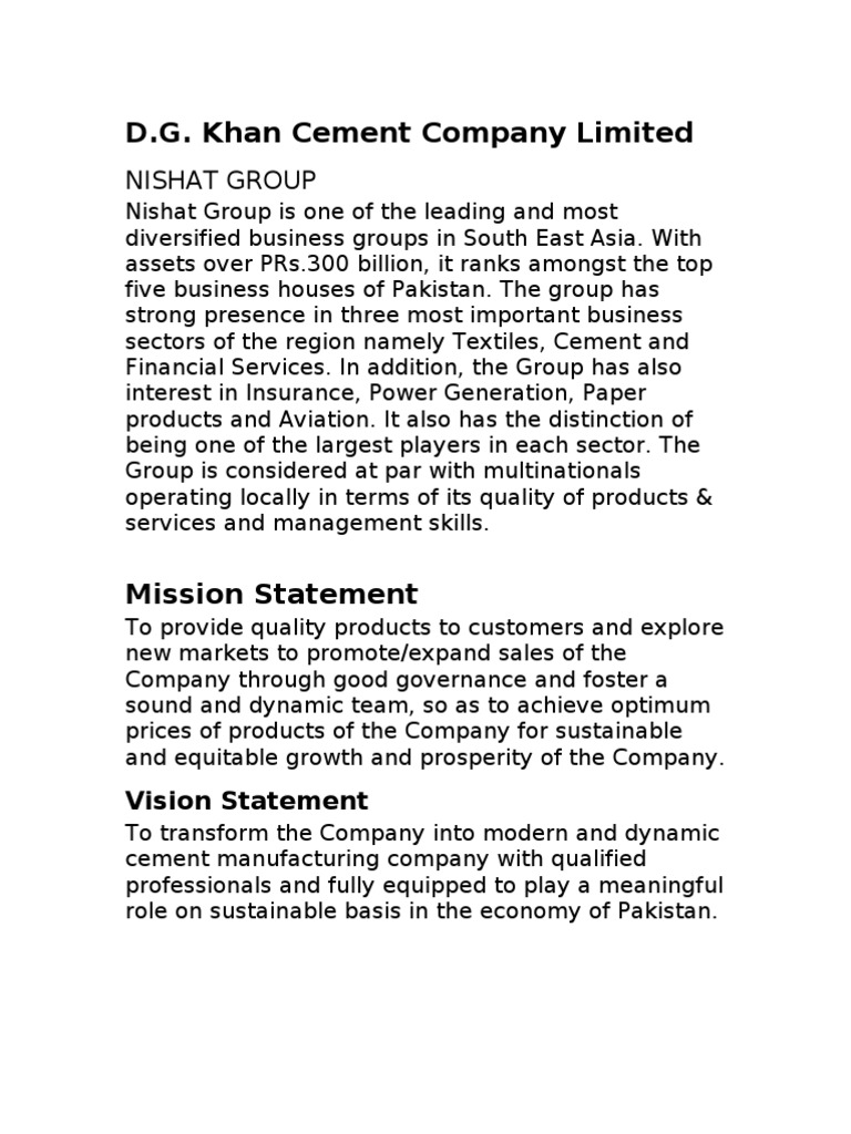 D.G. Khan Cement Company Limited Nishat Group PDF PriceEarnings