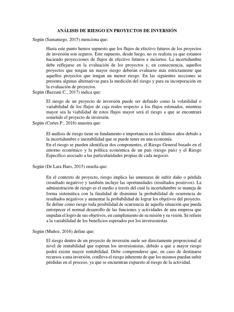 Análisis de Riesgo en Inversiones | PDF | Análisis de sensibilidad | Riesgo
