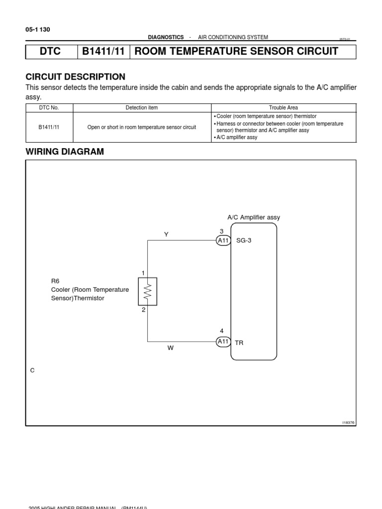 DTC B1411/11 Room Temperature Sensor Circuit Download Free PDF
