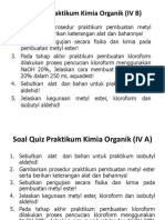 Soal Quiz Praktikum Kimia Organik