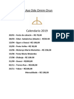 Calendário de festas e rituais religiosos 2019