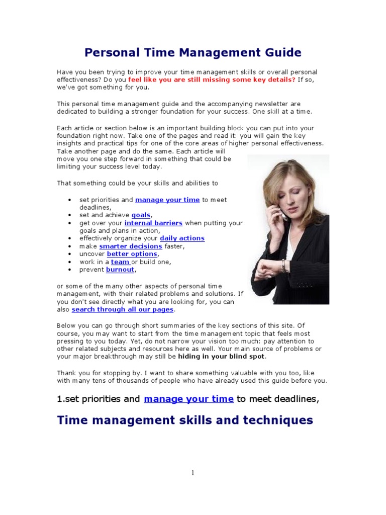 Personal Time Management Guide PDF Personal Digital Assistant
