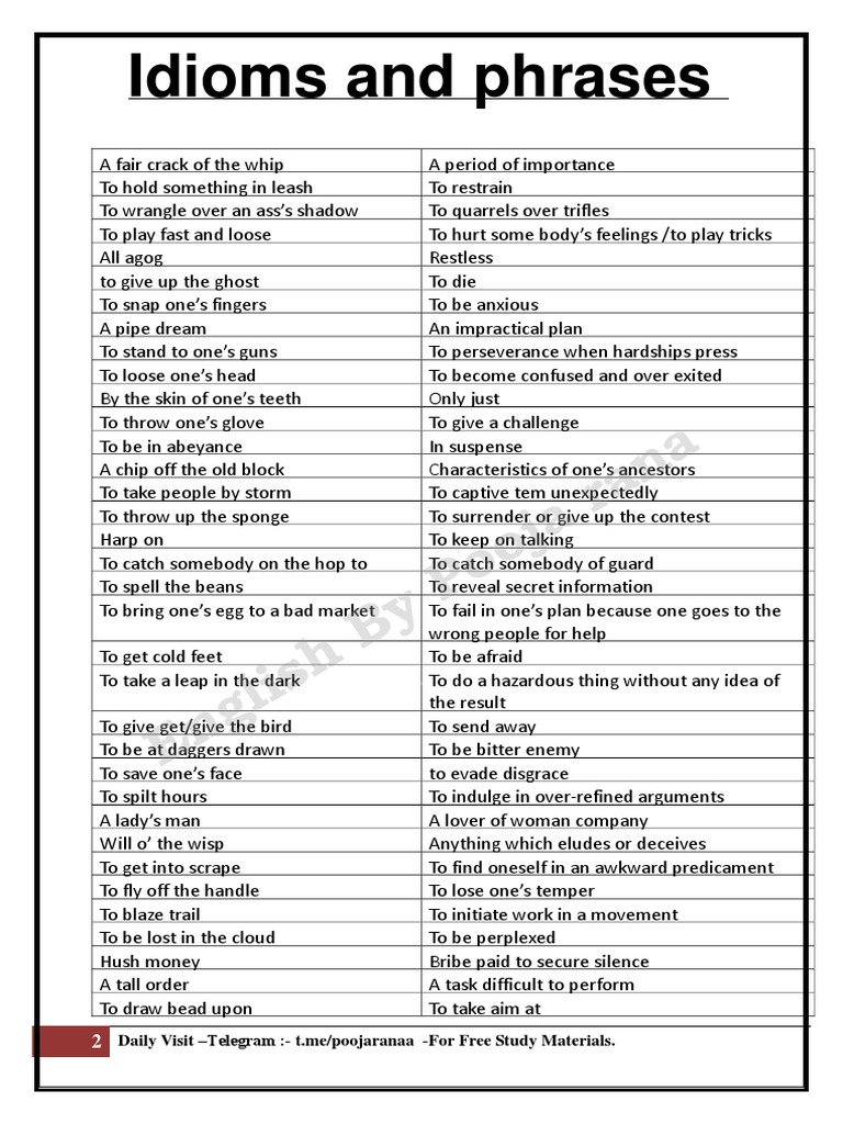 English Idioms & Phrases Guide | PDF