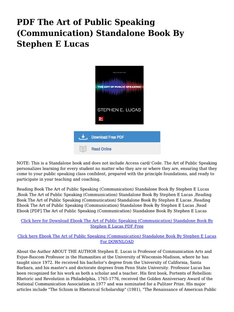 The Art Of Public Speaking Stephen Lucas Pdf