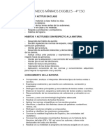 CONTENIDOS MÍNIMOS y Criterios 4º