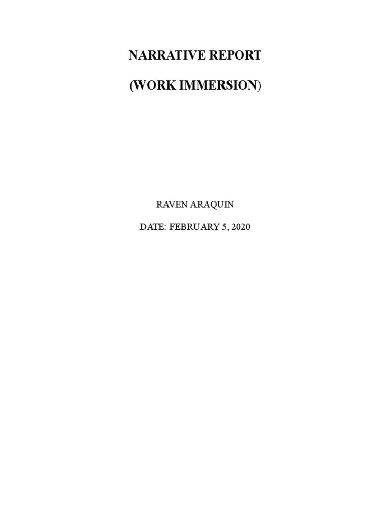 Raven Araquin's Work Immersion Report | PDF | Simulation | Learning