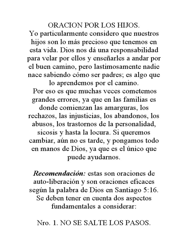 Oraciones de Liberación por los Hijos | PDF | Oración | Pecado