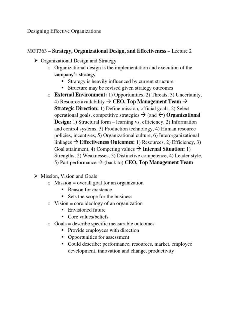 Strategies for Effective Organizational Design | PDF | Strategic ...