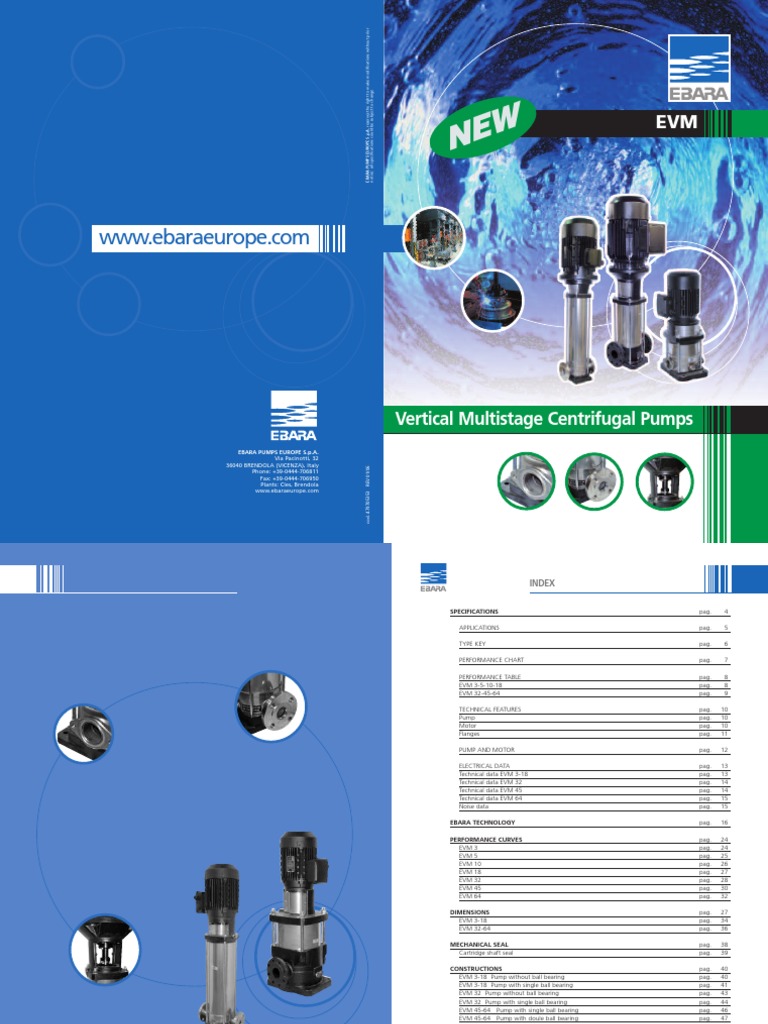 Ebara EVM Vertical Multistage Pumps | PDF | Pump | Bearing (Mechanical)