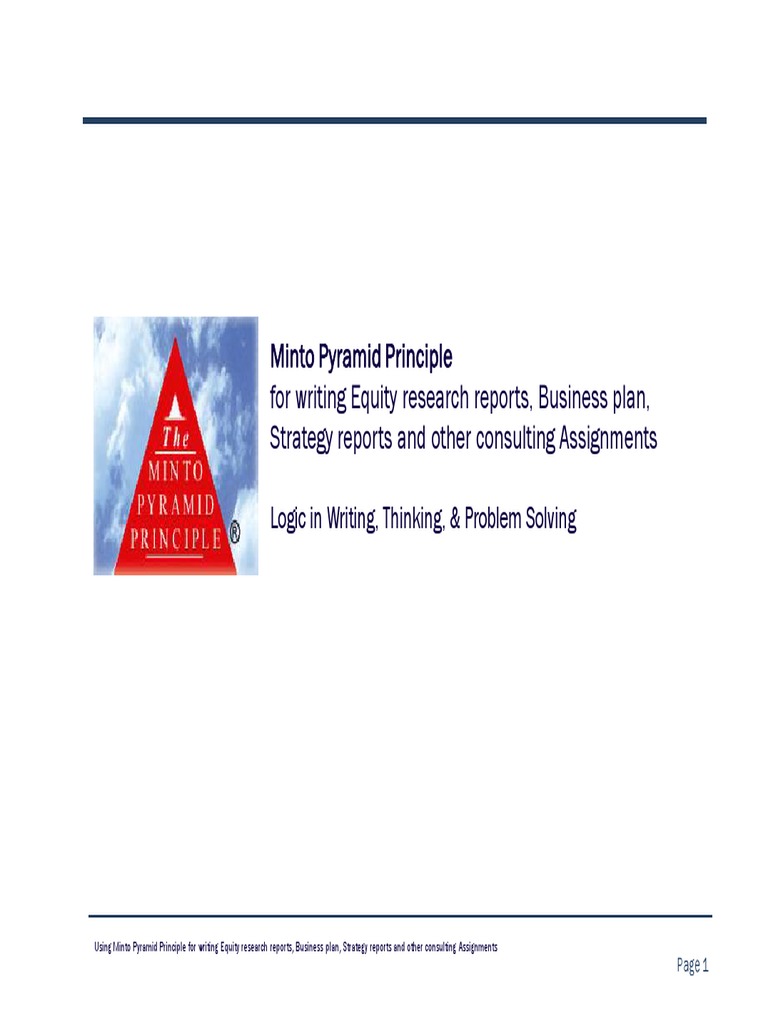 Minto Pyramid Principle for Reports | PDF | Chart | Mind