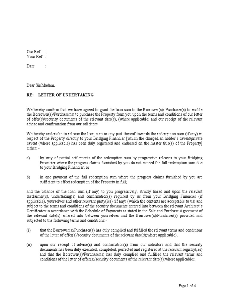 Letter of Undertaking To Developer (CIMB) | PDF | Contractual Term | Loans