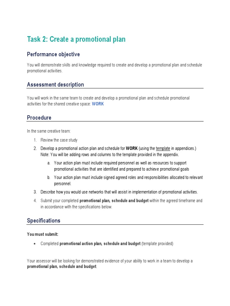 Creative Team Promo Plan Guide | PDF