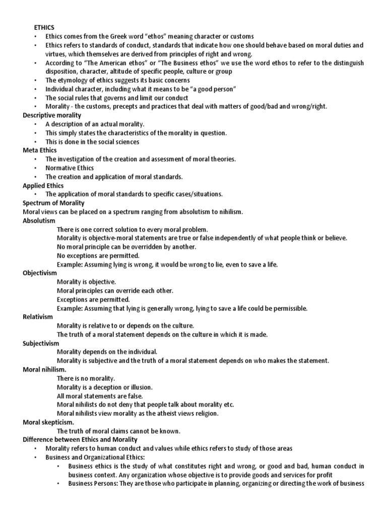 ETHICS-HANDOUTS-2ND-SEM | Free Will | Morality