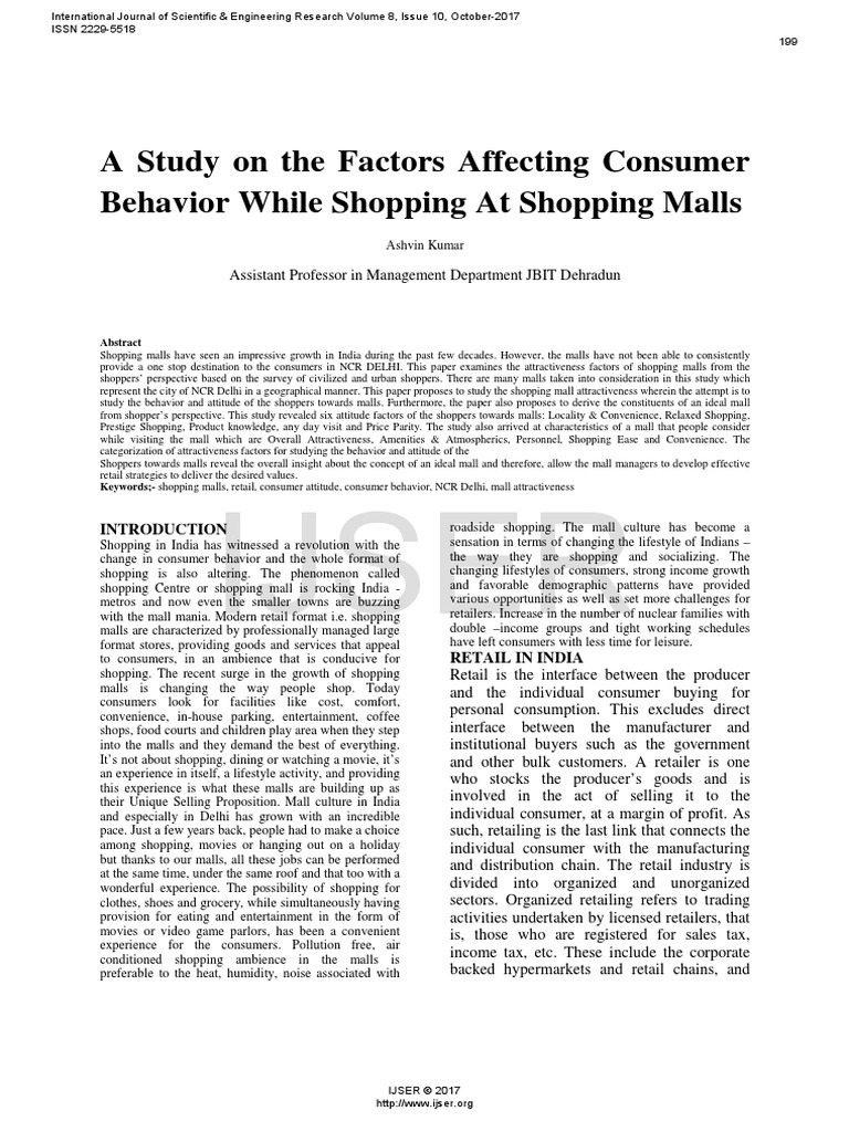 A Study On The Factors Affecting Consumer Behavior While Shopping at ...