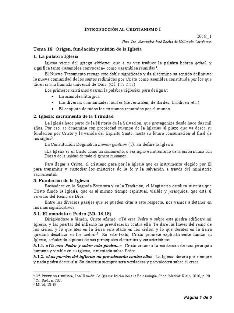 018 Origen y Fundacion de La Iglesia | PDF | Iglesia Católica | eucaristía