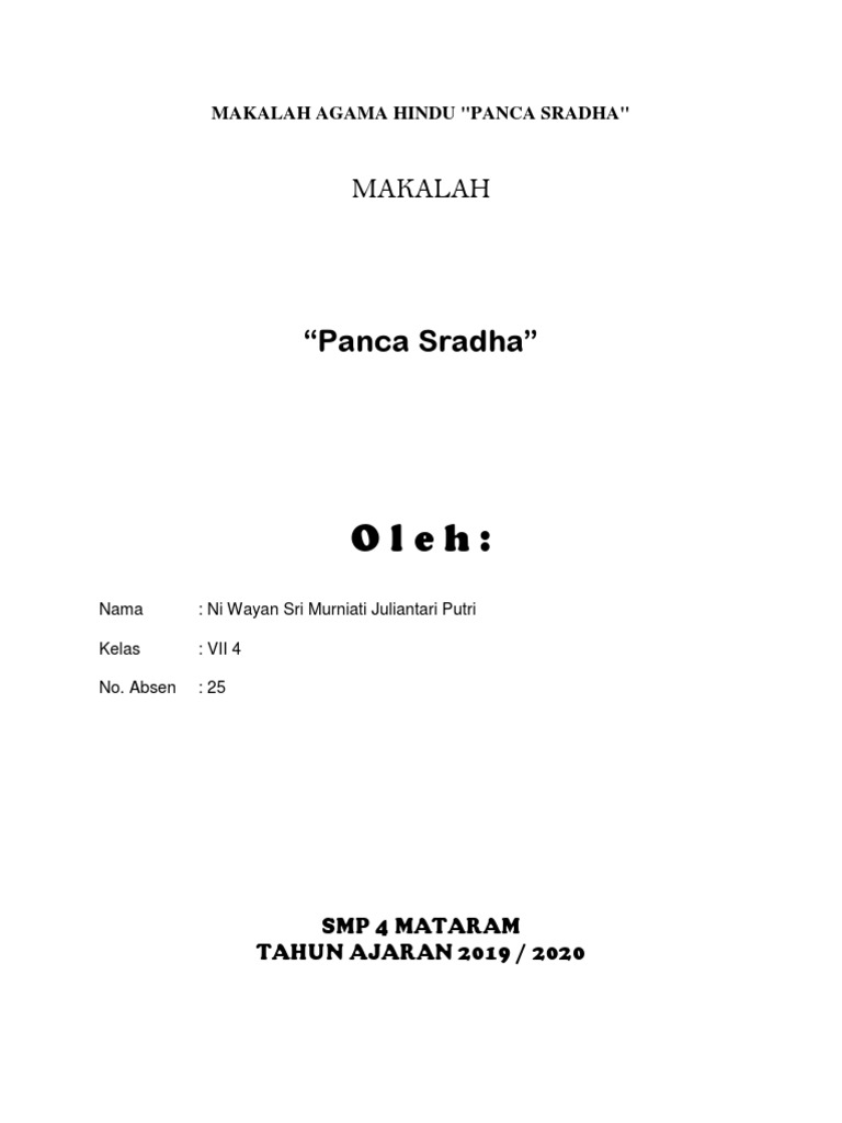 Makalah Agama Hindu Panca Sradha