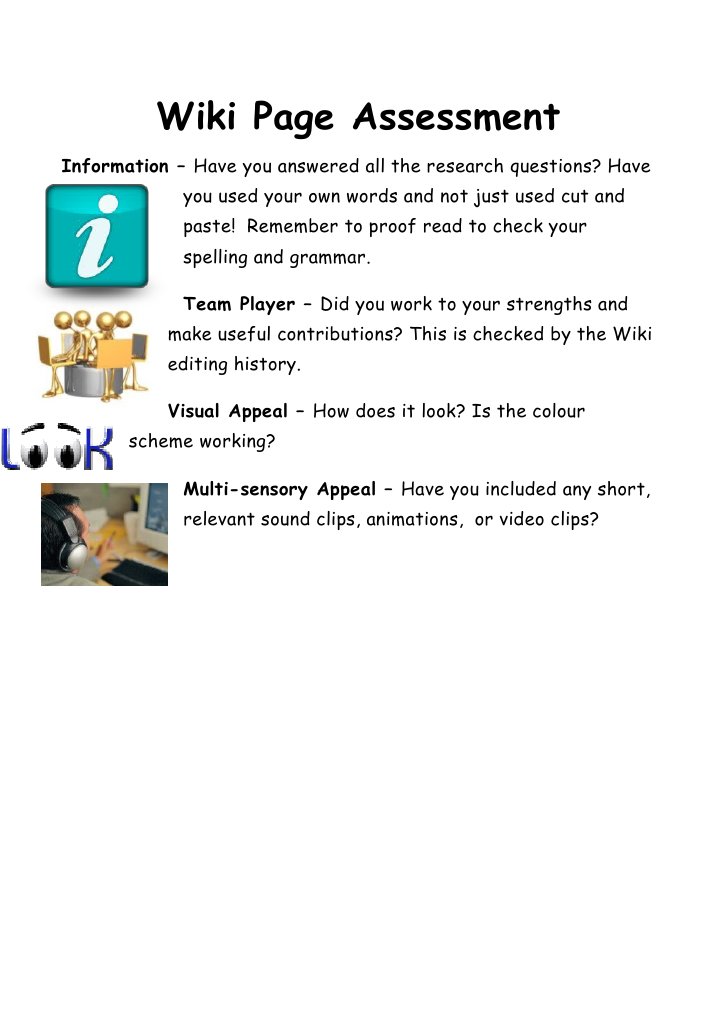 Wiki Page Assessment Checklist | PDF | Career & Growth | Art