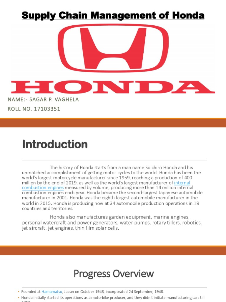 Supply Chain Management of Honda PDF Honda Supply Chain