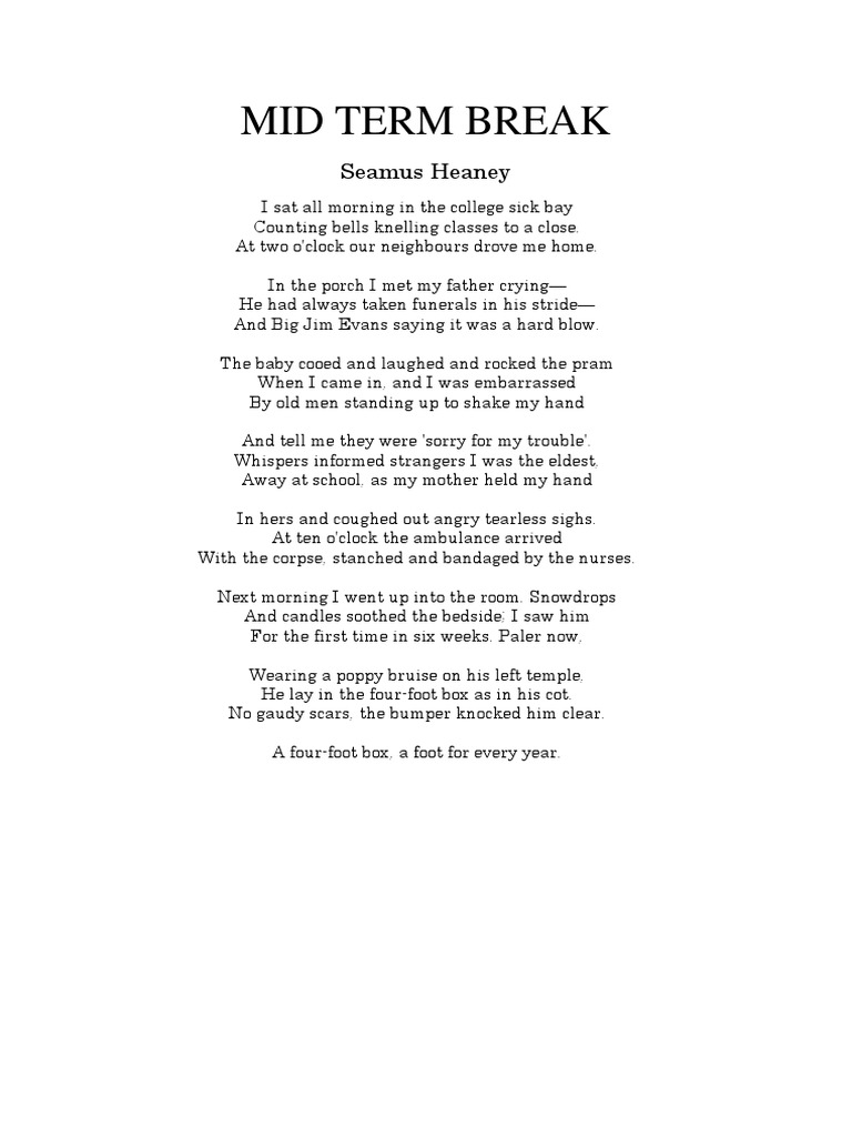 What Is The Mid Term Break Poem About