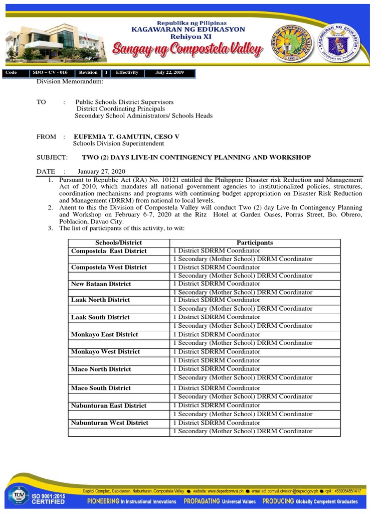 DM Contingency Planning 2020 | PDF | Disaster And Accident | Government