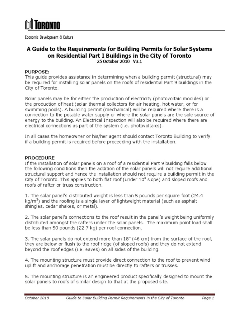 Solar Panel Permit Guide for Toronto | PDF | Solar Panel | Roof