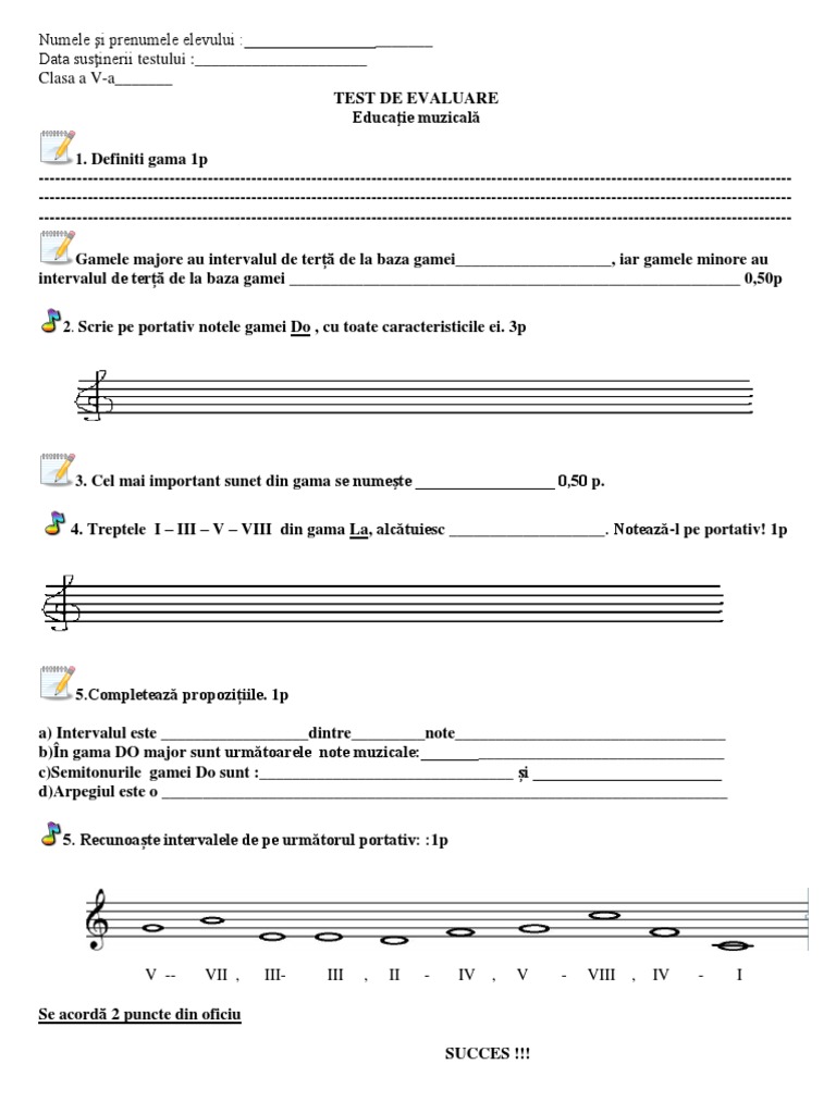 Test de Evaluare Intervale Si Game | PDF