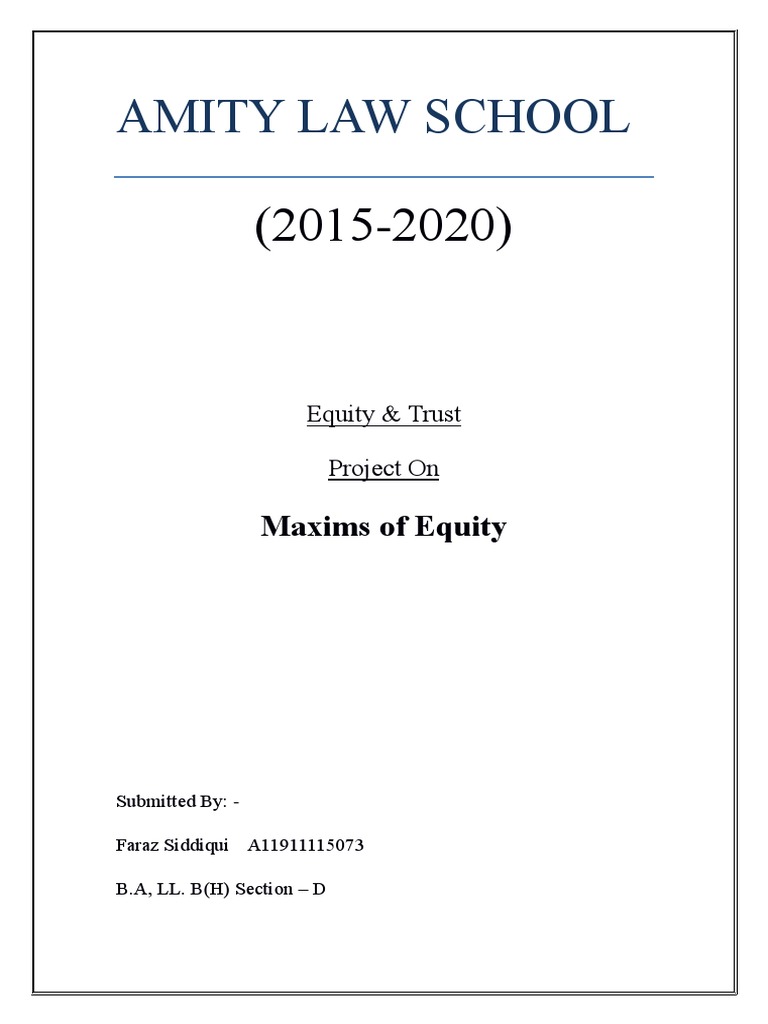 Maxims of Equity | PDF | Equity (Law) | Mortgage Law