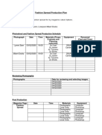 Fashion Spread Production Plan