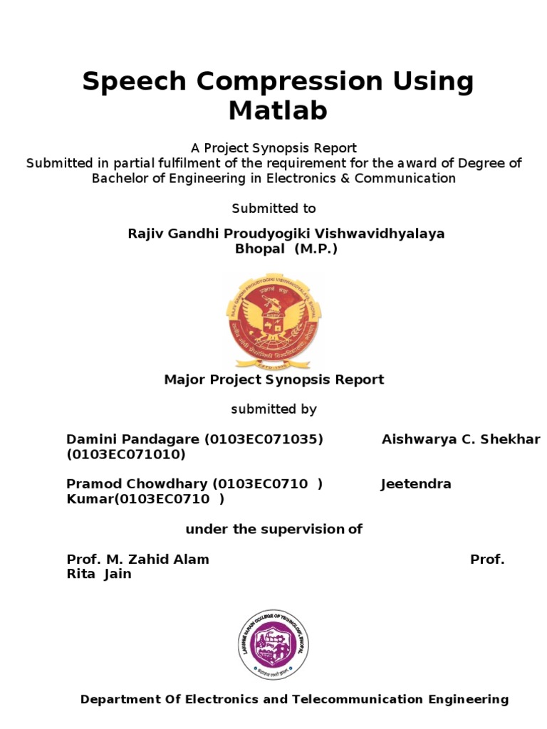 Speech Compression Project in Matlab | PDF | Science And Technology