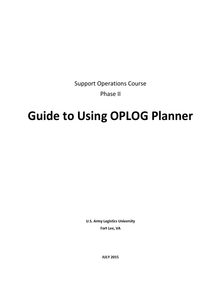 How To Use Oplog Planner Pdf Military Science Military