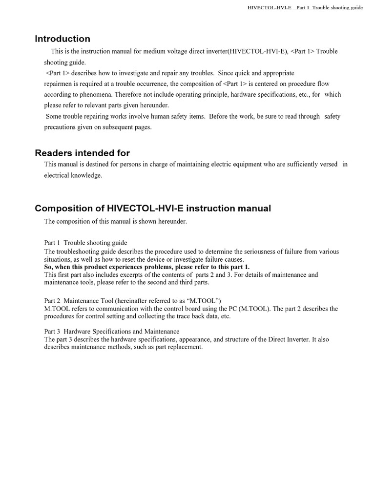 HIVECTOL-HVI-E Troubleshooting Guide | PDF | Power Inverter | Printed ...
