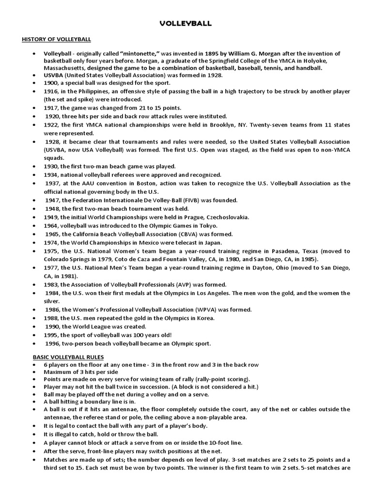 Volleyball Handouts Pe 21 Pdf Volleyball Referee