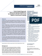 The Role of Malaria Rapid Diagnostictests in Screening of Patients Tobe Enrolled in Clinical Trials in Lowmalaria Transmission Set PDF