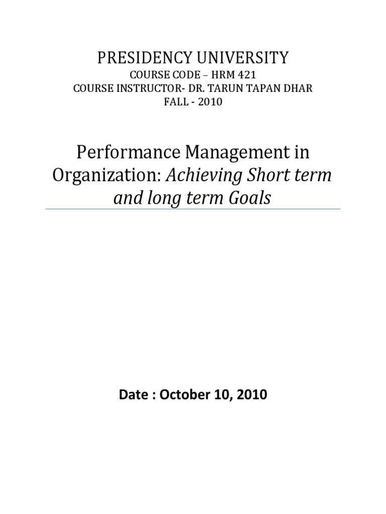 Performance Management for Organizational Goals | PDF | Goal ...